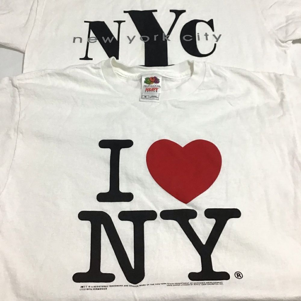 Fruit Of The Loom I Love NYC White Cotton T-Shirts Bundle New York Short Sleeve